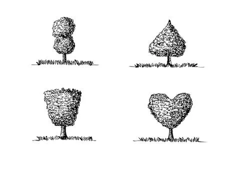Set of trees with leaves Stock Illustration