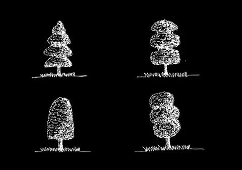 Set of trees with leaves Stock Illustration