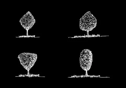 Set of trees with leaves Stock Illustration