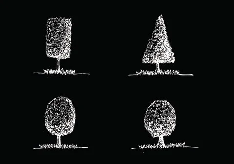 Set of trees with leaves Stock Illustration