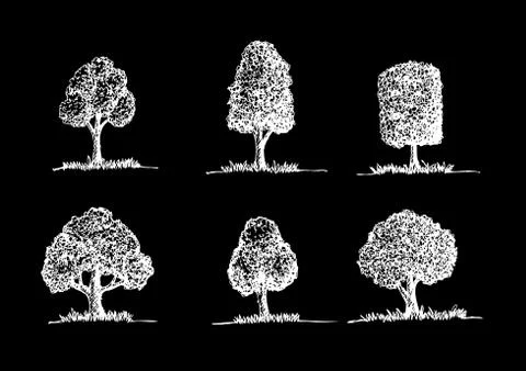 Set of trees with leaves Illustrazione stock