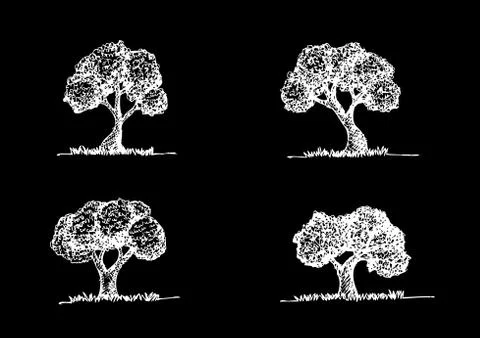 Set of trees with leaves Illustrazione stock