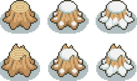 Set of trees in pixel style Stock Illustration