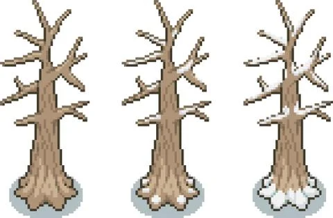 Set of trees in pixel style Stock Illustration