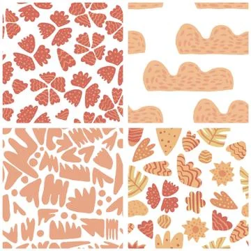 Set of trendy abstract blotch shape seamless pattern. Stock Illustration