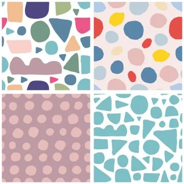 Set of trendy abstract blotch shape seamless pattern. 스톡 일러스트