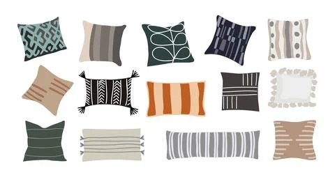 Set of trendy bed and couch pillows. Stock Illustration
