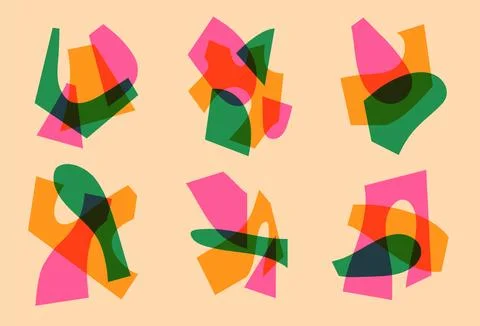 Set of trendy contemporary risograph aesthetics elements, riso print effect Stock Illustration