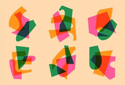 Set of trendy contemporary risograph aesthetics elements, riso print effect Stock Illustration