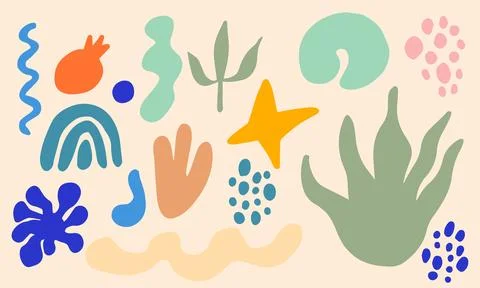 Set of trendy doodle and abstract random icons on isolated background. Abst.. Ilustración de archivo