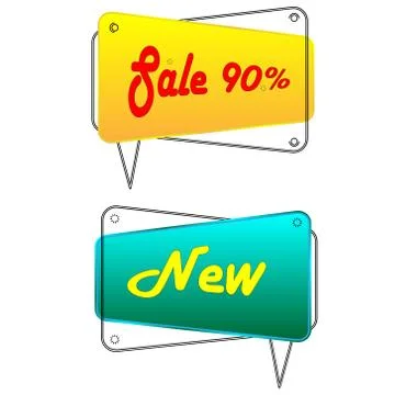 Set of trendy flat geometric vector bubbles. Vivid transparent banners in retro Stock Illustration