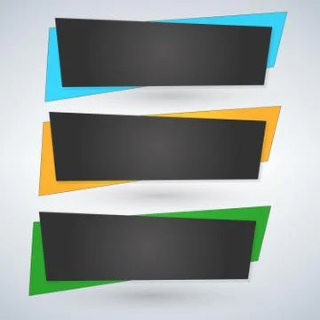 Set of trendy flat geometric vector banners. Green blue and yellow colors. Stock Illustration