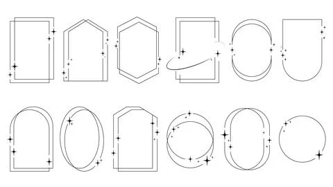 Set of trendy frames with stars Stock Illustration