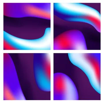 A set of trendy liquid backgrounds dark violet ultraviolet gradient Stock Illustration