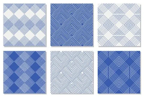 Set of trendy minimalist seamless pattern with abstract hand drawn composition Stock Illustration