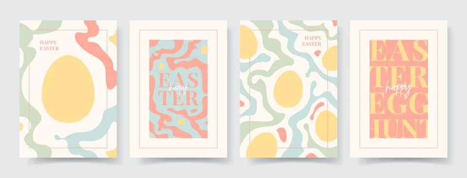 Set of trendy posters for Easter Stock Illustration