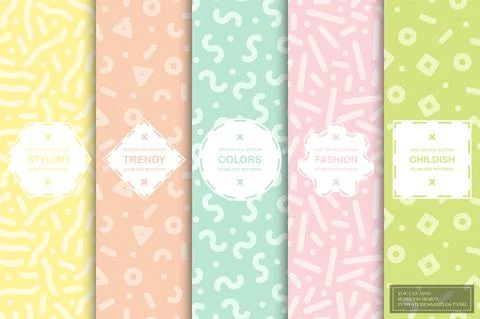 Set of trendy seamless bright vector patterns - delicate design. Colorful Stockillustratie