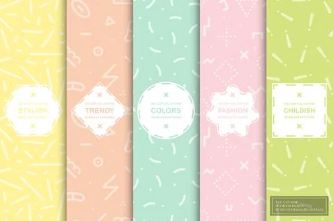 Set of trendy seamless bright vector patterns - delicate design. Creative Stockillustratie