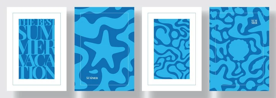 Set of trendy Summer posters 库存插图