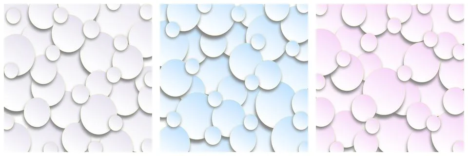 Set of trendy vector geometric collages with soft gradient paper circles Stock Illustration
