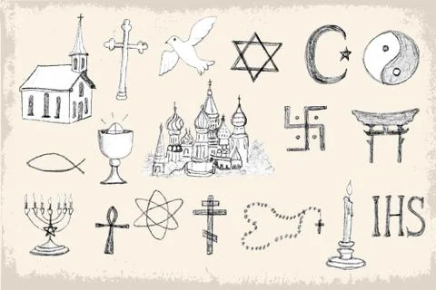 Set of trendy vector religion elements Stock Illustration