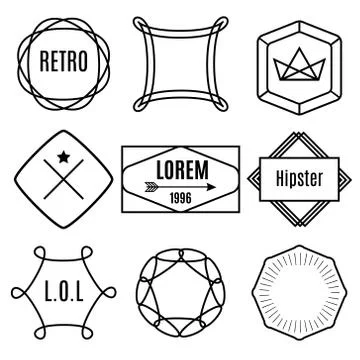 Set of trendy vintage hipster elements, labels, badges, isolated vector objec Stockillustratie