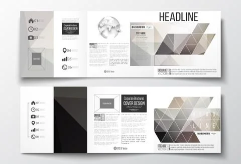 Set of tri-fold brochures, square design templates. Abstract blurred background Stockillustratie
