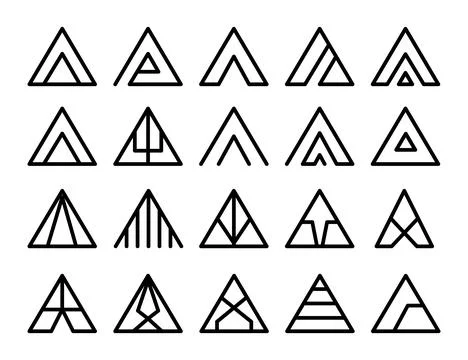 Set of triangle abstract icon set collection with outline style, triangle s.. Stock Illustration