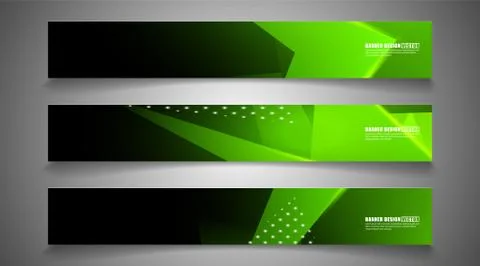 Set the triangle background light header banner. Abstract composition of 3D t Stock Illustration