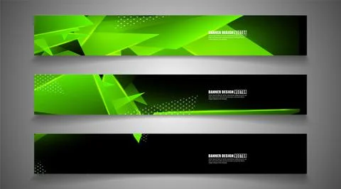 Set the triangle background light header banner. Abstract composition of 3D t Stock Illustration