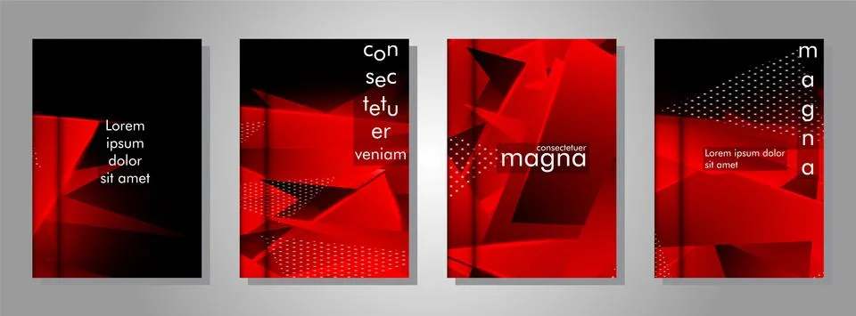 Set the triangle background light header banner. Abstract composition of 3D t Stock Illustration
