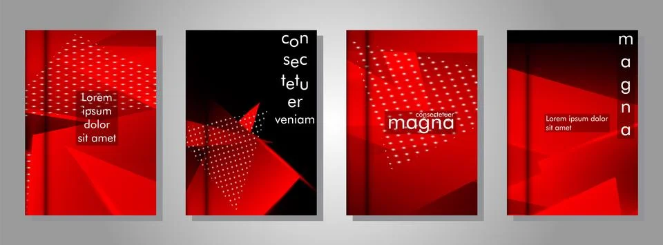 Set the triangle background light header banner. Abstract composition of 3D t Illustrazione stock