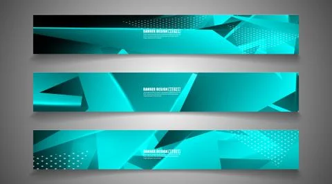 Set the triangle background light header banner. Abstract composition of 3D t Stock Illustration