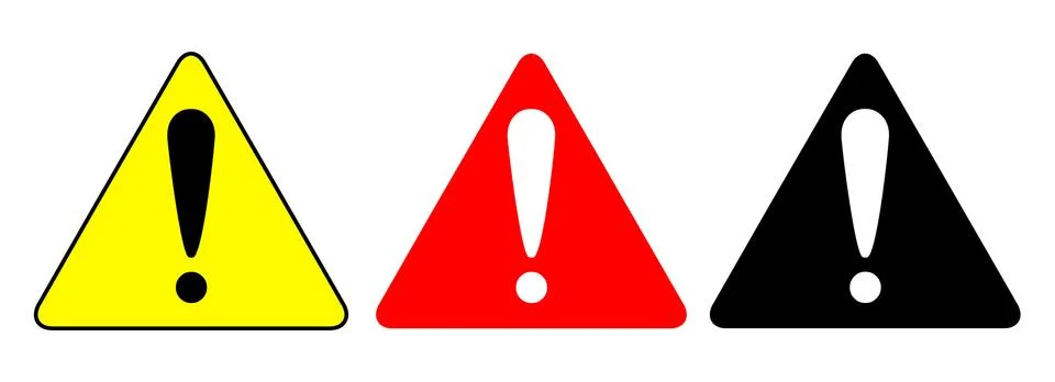 Set of triangle caution icons. Caution sign. Vector illustration. Stock Illustration