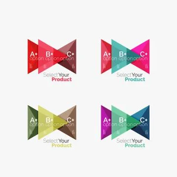 Set of triangle infographic layouts with text and options Stock Illustration