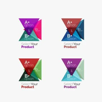 Set of triangle infographic layouts with text and options 库存插图