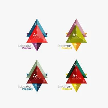 Set of triangle infographic layouts with text and options Illustrazione stock