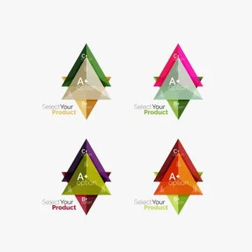 Set of triangle infographic layouts with text and options Illustrazione stock