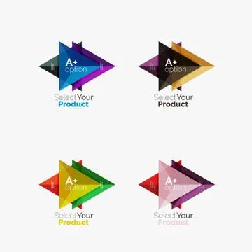 Set of triangle infographic layouts with text and options イラスト素材