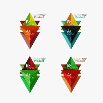 Set of triangle infographic layouts with text and options Illustrazione stock