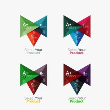 Set of triangle infographic layouts with text and options Illustrazione stock