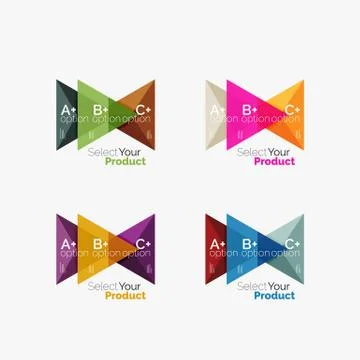 Set of triangle infographic layouts with text and options Stock Illustration