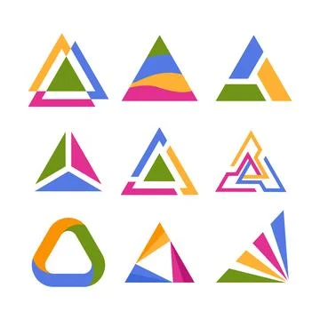 Set of Triangle Logo Set Collection with Gradient Modern Alphabet Logo Vect.. Stock Illustration