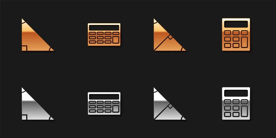 Set Triangle math, Calculator, Angle bisector of triangle and  icon. Vector Stock Illustration