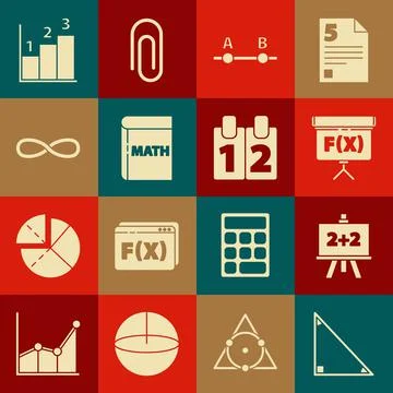 Set Triangle math, Chalkboard, Graph, schedule, chart, diagram, Book with wor Stock Illustration