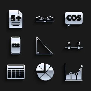 Set Triangle math, Graph, schedule, chart, diagram, Calculator, Mobile Stock Illustration