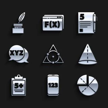 Set Triangle math, Mobile calculator interface, Graph, schedule, chart, diagram 스톡 일러스트