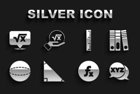 Set Triangle math, Office folders, XYZ Coordinate system, Function mathematical Stock Illustration