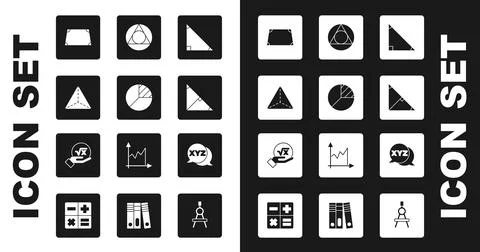 Set Triangle math, Pie chart infographic, Geometric figure Tetrahedron, Acute Stock Illustration