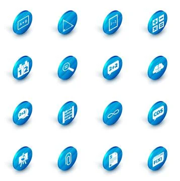 Set Triangle math, Tablet with calculator, Calculator, Calendar, Equation sol Stock Illustration